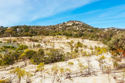 The popular You Yangs mountain bike park and Kurrajong area on a hot autumn day in Little River, Victoria, Australia