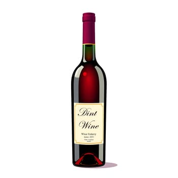 A red wine bottle features a classy label, showcasing vintage artistry and elegant design. Its deep hue and simple aesthetics highlight the essence of fine winemaking.