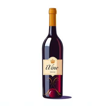 A sleek bottle of red wine stands upright, showcasing its rich color and decorative label, capturing the essence of sophistication for a refined dining experience.