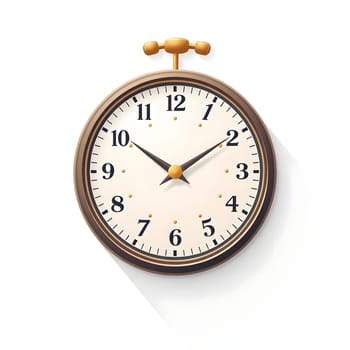 A well-crafted brass wall clock features a clean, minimalist design with a white face and clear black numbers. Perfect for adding timeless elegance to any room decor.