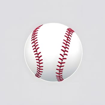 A detailed view of a classic baseball highlighting its white surface and red stitching, perfect for sports enthusiasts and baseball lovers. The clean background enhances its features.