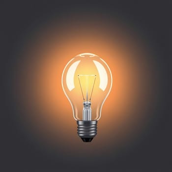 A light bulb glows brightly in the darkness, casting a warm light. This visual emphasizes the contrast between the bulb and its shadowy surroundings, creating a striking effect.