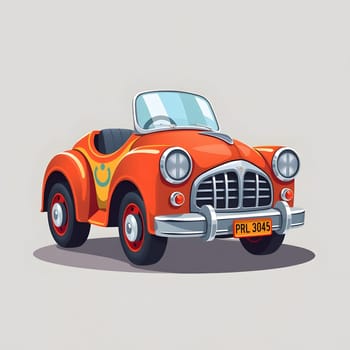 A vibrant vintage toy car in orange with a transparent windshield, showcasing its classic design and playful charm, perfect for children's playtime or as a decorative piece.