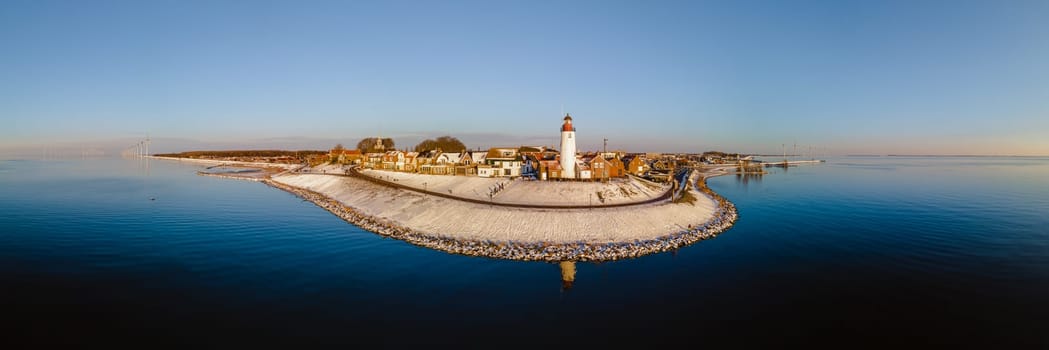 panoramic view at the Lighthouse of Urk Netherlands during sunset in the Netherlands in the evening