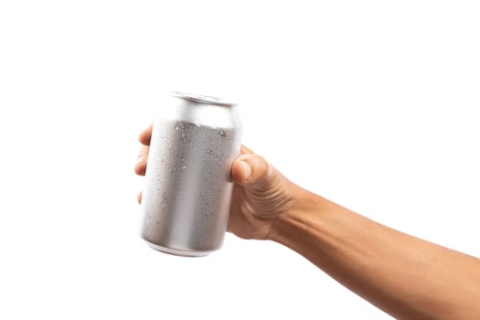 Black male hand holding aluminum can