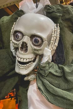 São Paulo Brazil, August 26, 2024. Shop window with Halloween decoration, in a shopping mall in São Paulo.