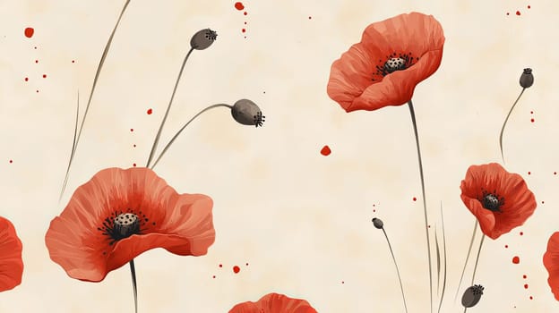 Beautiful watercolor poppies on white background, floral art concept.