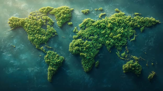 World map made of trees and forests, environmental concept.