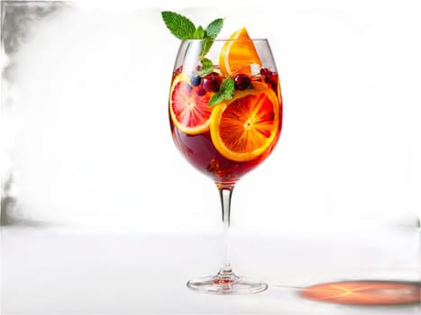 Sangria A fruity and festive blend of red wine fruit juice and brandy. Drink isolated on transparent background.