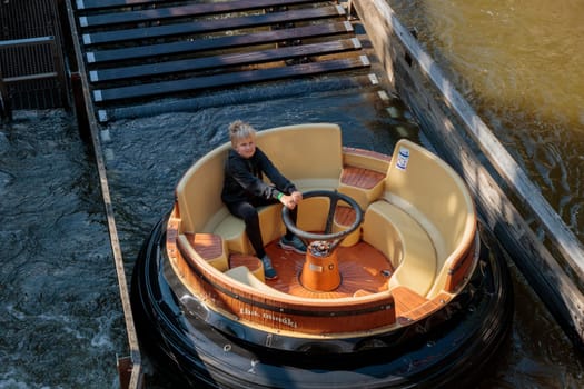 Helsinki, Finland - 19 AUGUST 2024: Water ride Hurjakuru in the amusement park Linnanmaki