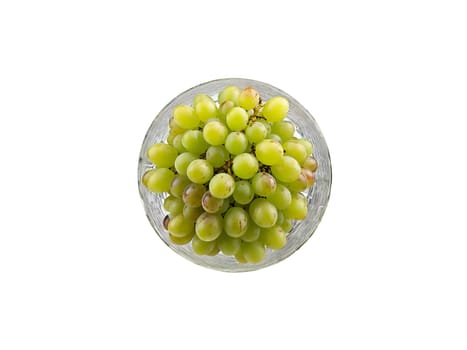 Grapes bunch of green and red grapes served on a transparent glass platter juicy. Food isolated on transparent background.