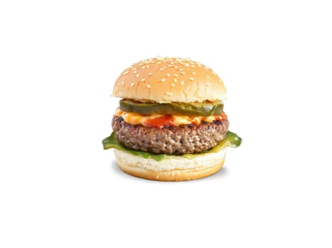 Slider with habanero sauce mini burger with habanero sauce jalapenos and pepper jack cheese. Food isolated on transparent background.