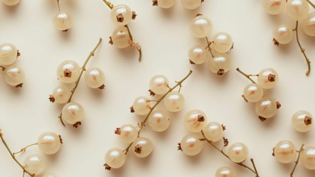 White currants on a light background, top view. Fresh and organic food concept.