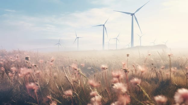 A Serene Landscape with Majestic Windmills.