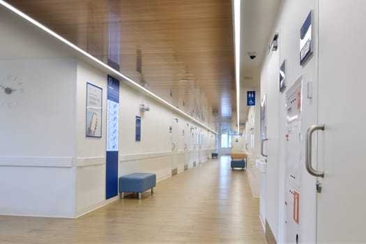 Moscow, Russia - June 25. 2024. Modern interior of a State polyclinic
