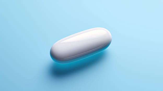 A White Pill on a Vibrant Blue Surface.