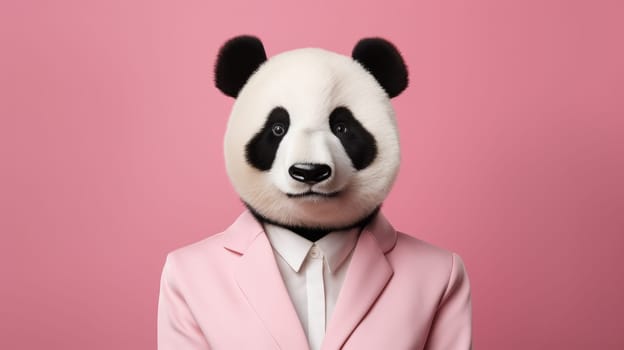 A Dapper Panda Bear in a Stylish Suit and Tie.