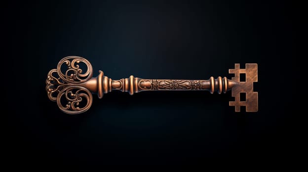 A Shining Key With Intricate Details on a Dark Background.