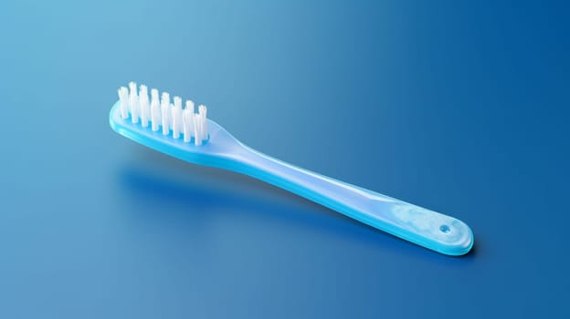 A blue toothbrush on a blue background.