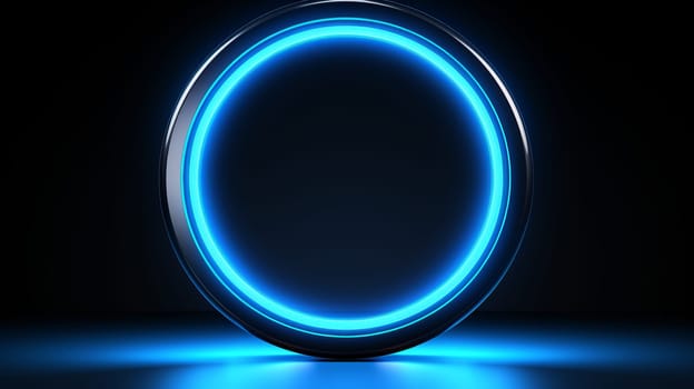 Glowing Blue Circle on Black Background.