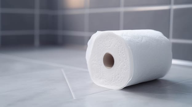 A Convenient Roll of Bathroom Tissue on a Clean Countertop.