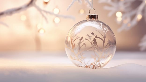 Glass Ornament Hanging From Tree.