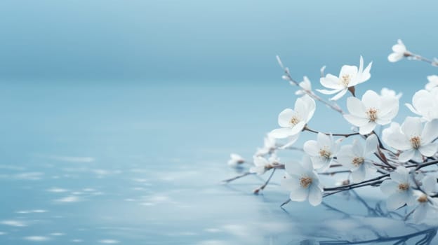 A white flowers on a blue background.