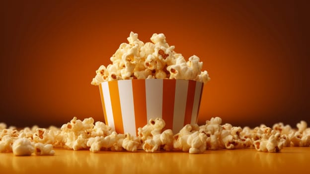 A Delicious Popcorn Bucket Overflowing With Golden, Crispy, Popped Kernels.