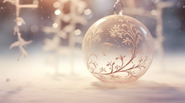 Glass Ornament Hanging from Chain.
