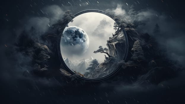 A Round Window with a Captivating Earth View.