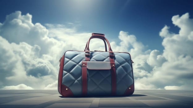 A Stylish Bag on a Checkered Floor.
