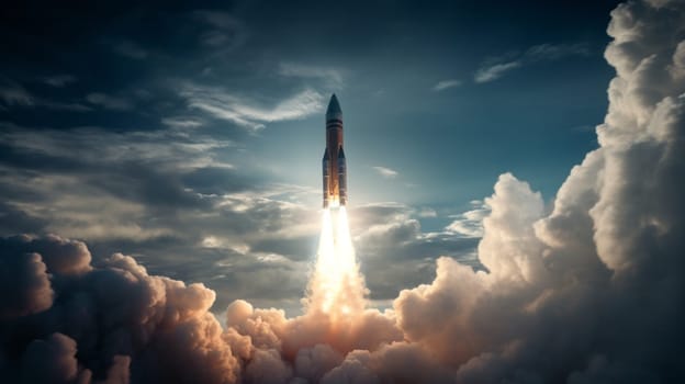 Rocket Soaring Through the Atmosphere.
