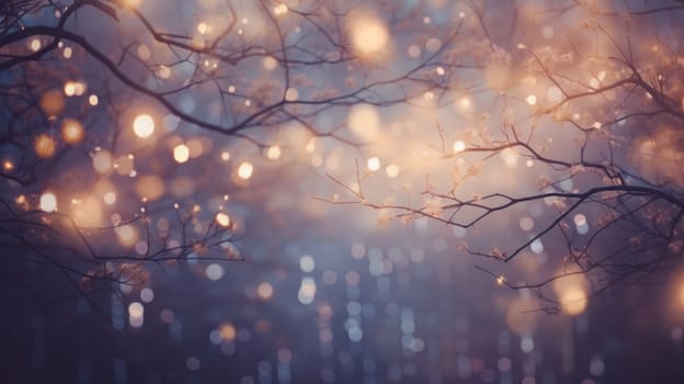 A Captivating Night Scene With Illuminated Tree in Soft Focus.