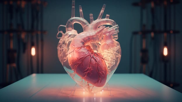 Model of a Human Heart Displayed on Table.