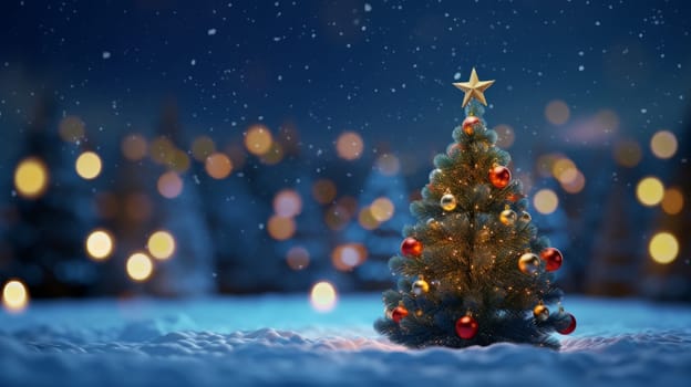 A small christmas tree with a star on top of it.