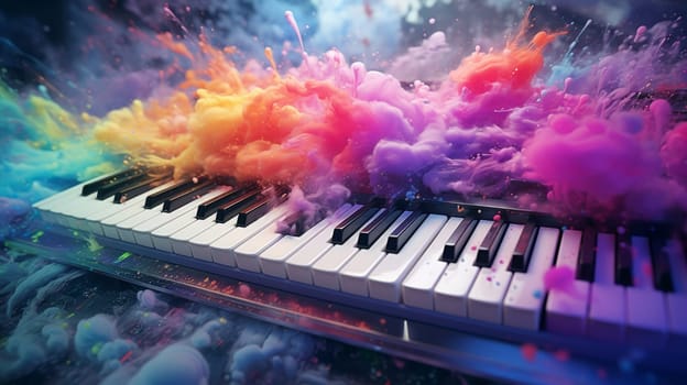 Colorful Smoke Dancing Above a Grand Piano.