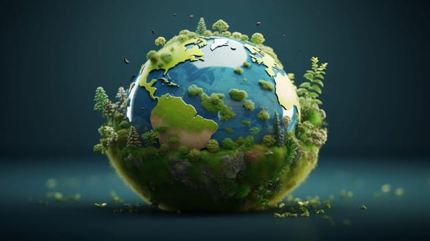 Blue and Green Globe Surrounded by Trees.