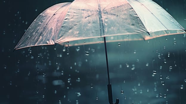 Person Holding Umbrella in Pouring Rain.