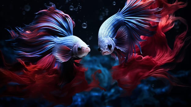 Two Siamese Fish with Vibrant Tails.
