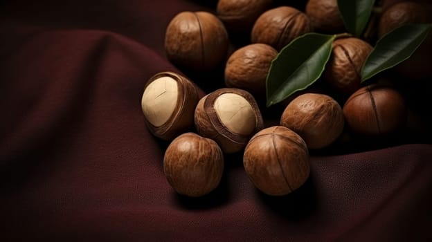 A Collection of Assorted Nuts Arranged on a Vibrant Red Fabric.