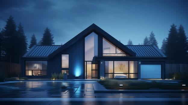 A house in the middle of a forest.