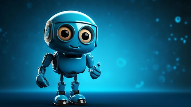 A blue robot with a smile on its face.
