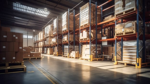 A Spacious Warehouse Overflowing With Numerous Cartons.