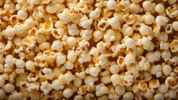 A close up of popcorn on a table.