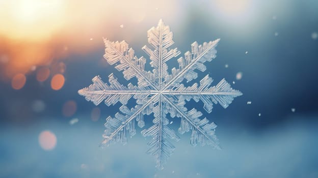 A Glimmering Snowflake on a Softly Focused Backdrop.