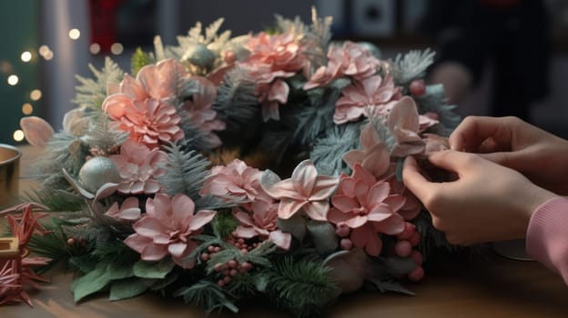 A Beautiful Wreath of Artificial Blooms.