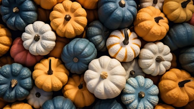 A Group of Tiny Pumpkins Arranged Neatly.