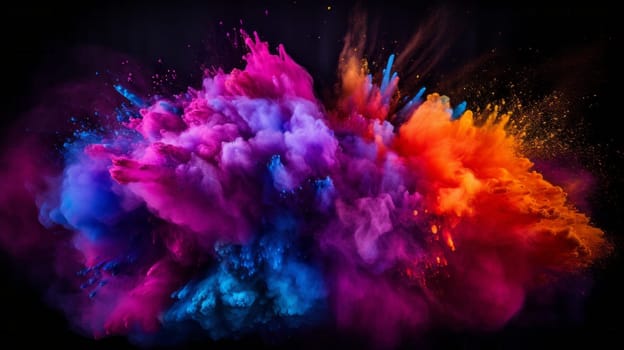 Colorful Powder Burst on a Dark Canvas.