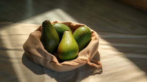 A Pile of Fresh Avocados on a Cozy Bed.
