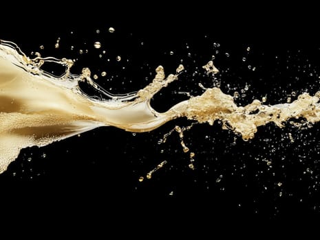 Celebratory splashes of champagne on dramatic black background for festive occasions.
